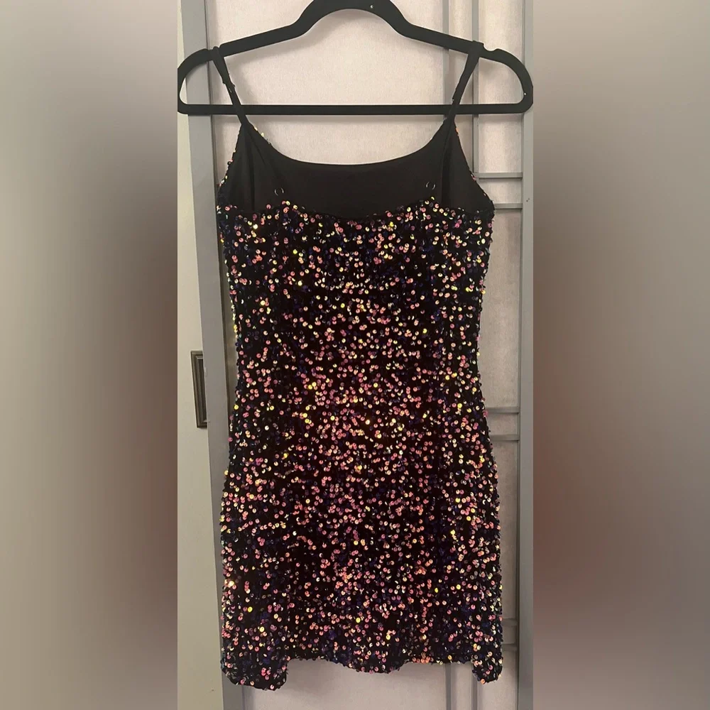 BP. Small Night Out Sequin Camisole Dress Black Multi-Color Sequins Mini NYE - Picture 2 of 6
